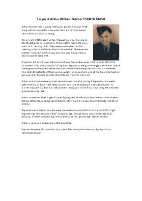 A preview of a PDF biography for Butcher, Arthur William